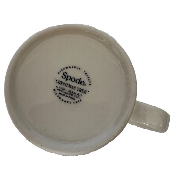 Spoke Christmas Tree Mug Cream Green Ring Holds 8 oz - Picture 4 of 5